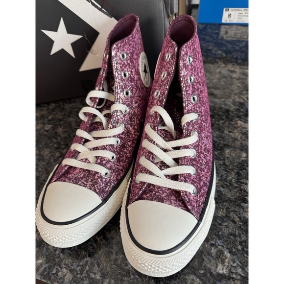 Converse Chuck Taylor All Star Hi Glitter Sneakers Women's Size 10 Orchid Abyss - Picture 5 of 9
